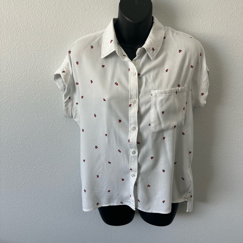 Rails White Button Down Shirt With Red Print - image 2
